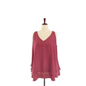 Lane Bryant Red Patterned Sleeveless Blouse
